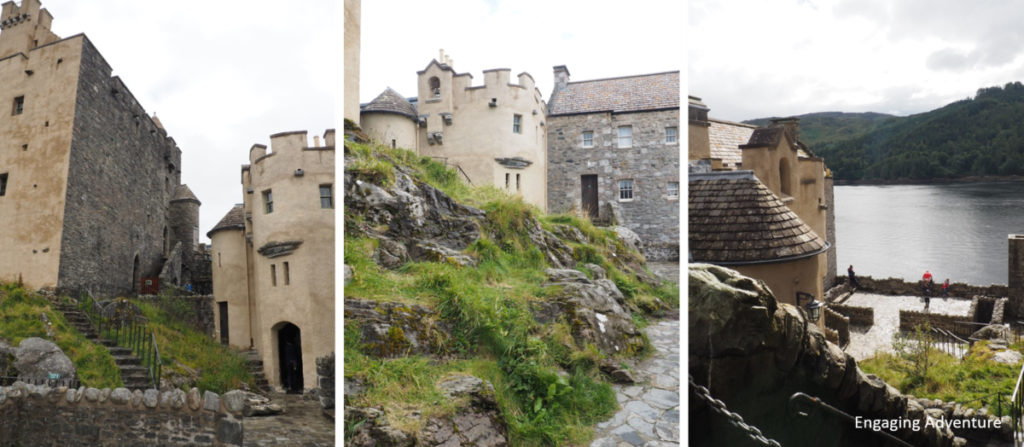 Eilean Donan Castle courtyard stone Gothic Scotland UK Highlands lochs