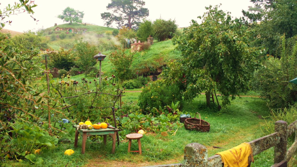 The (real) garden looks as if its owners have just stepped inside for lunch