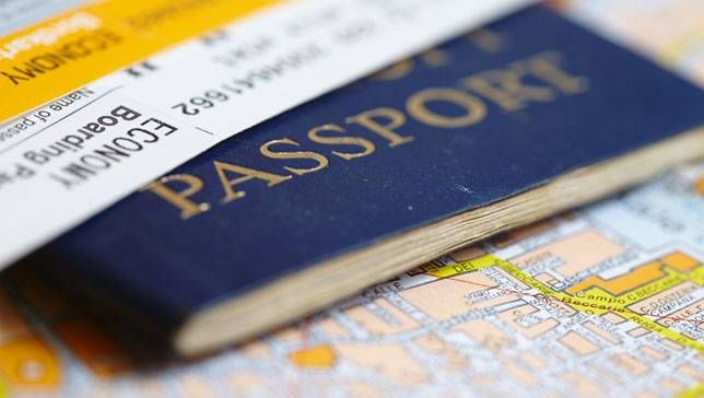 Passport, map, traveling abroad